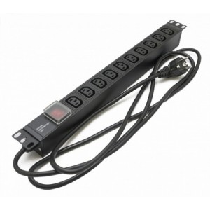 Блок розеток 19", с выкл. с подсветкой, 10хIEC320 C13, 10A, каб. пит. 3х1.5, дл. 2.5м, с вил. Sch.