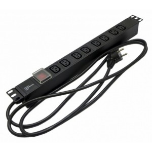 Блок розеток, выкл. с подсветкой, 8хIEC320 C13, 16A, каб. пит. 3х1,5, дл. 2,5 м, с вил. Sch.