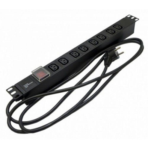 Блок розеток, выкл. с подсветкой, 8хIEC320 C13, 16A, каб. пит. 3х1,5, дл. 2,5 м, с вил. Sch.