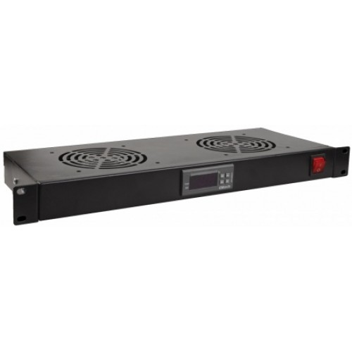 19" Вентиляторный модуль на 2 элемента с терморегулятором, 1U, RAL 9005, TRFA-MICR-2F-RAL9004