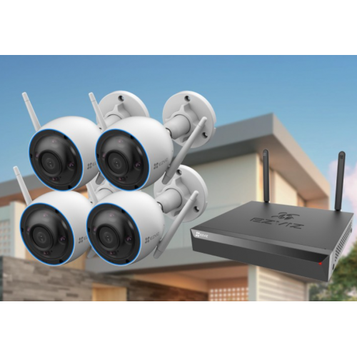 Комплект 4 уличные IP камеры EZVIZ H3 3K 5 Мп (2,8 мм) с видеорегистратором R5C