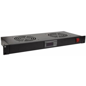 19" Вентиляторный модуль на 2 элемента с терморегулятором, 1U, RAL 9005, TRFA-MICR-2F-RAL9004